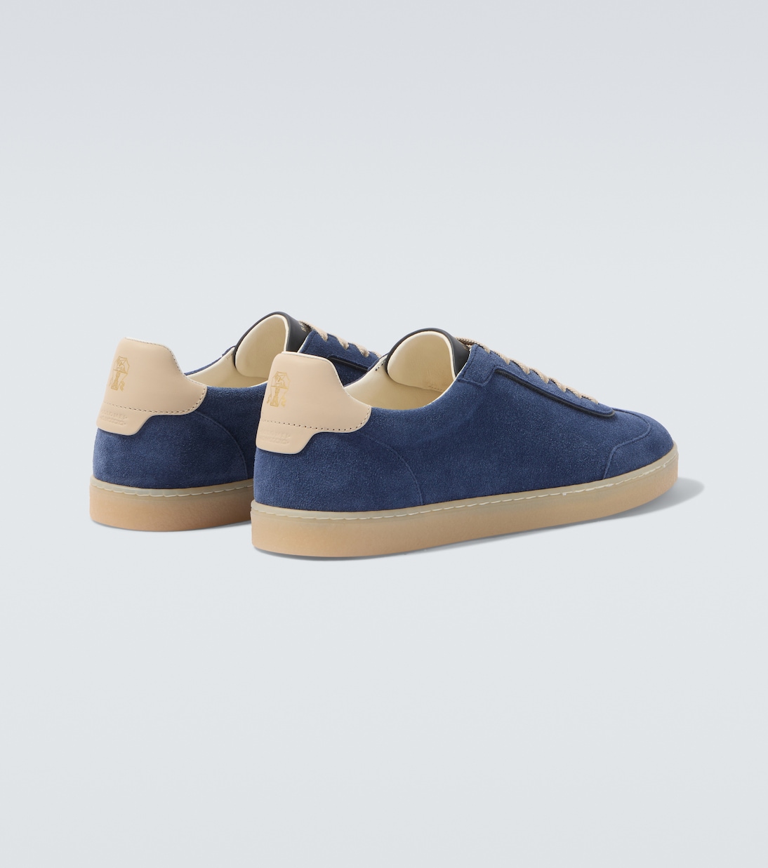 Leather-trimmed suede sneakers | Brunello Cucinelli
