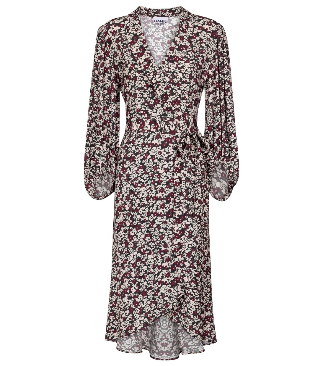 Robe portefeuille en crêpe à fleurs | Ganni