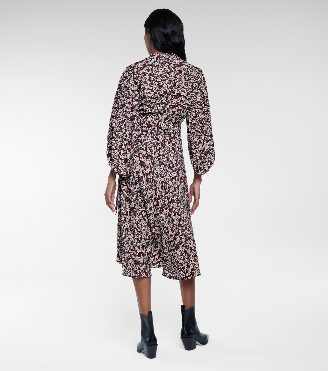 Robe portefeuille en crêpe à fleurs | Ganni