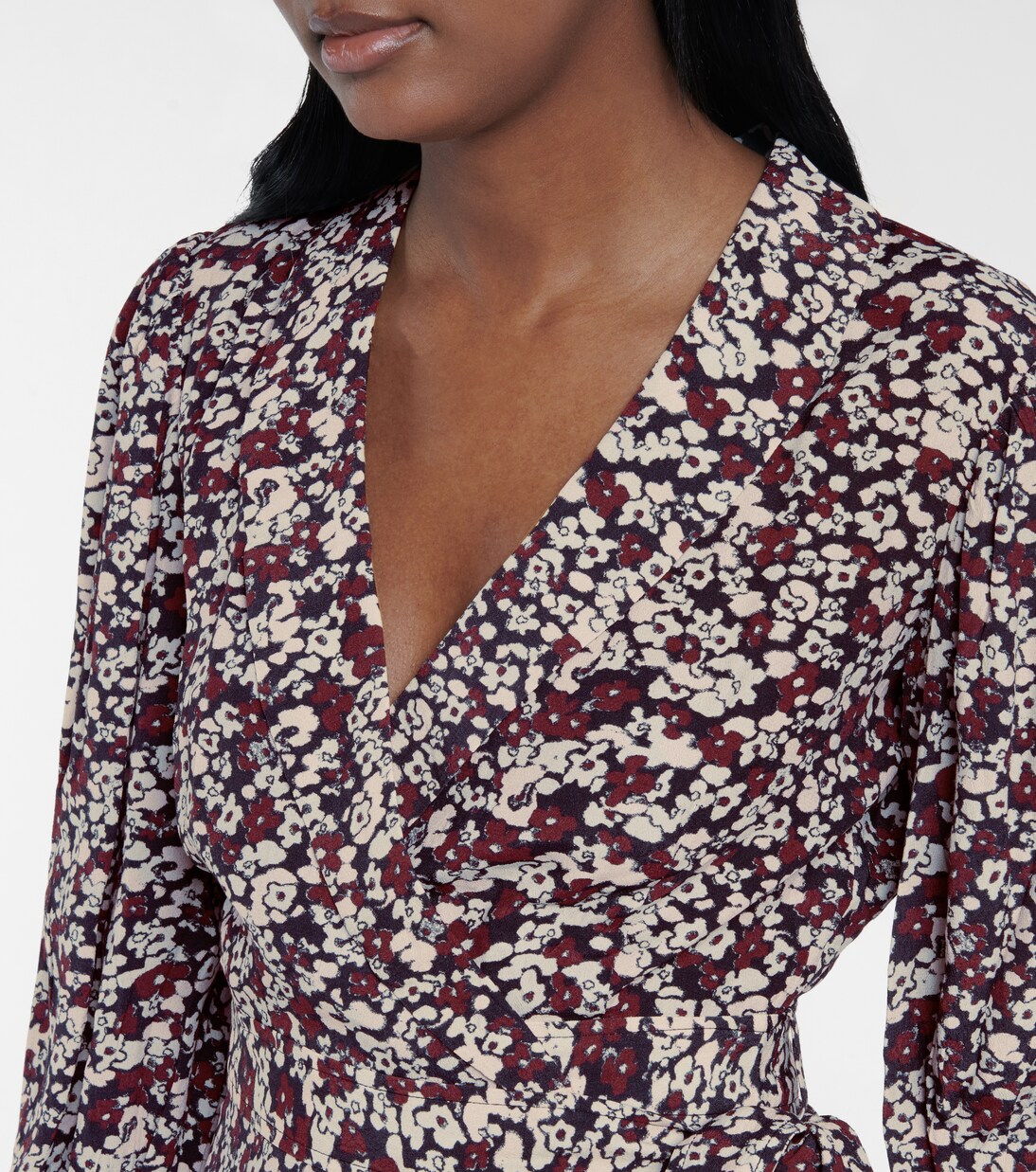 Robe portefeuille en crêpe à fleurs | Ganni