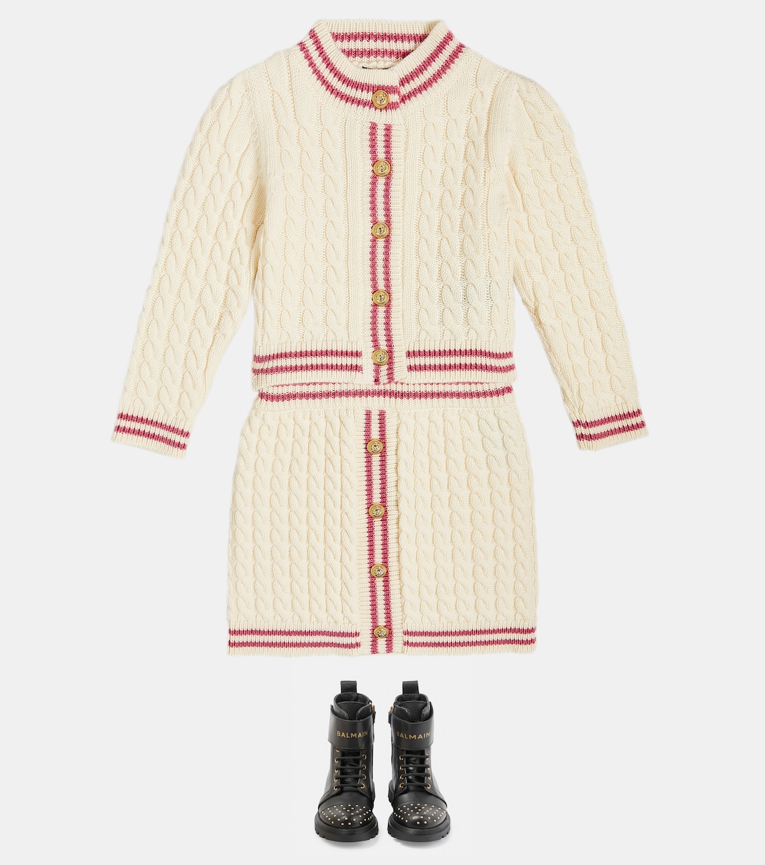 Gonna in maglia a trecce di lana vergine | Balmain Kids