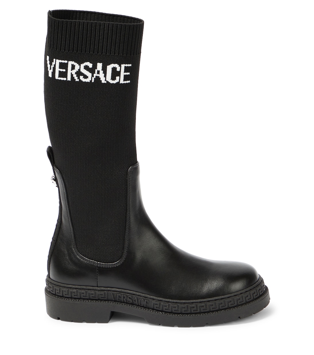 Bottines en jacquard à logo et cuir | Versace Kids