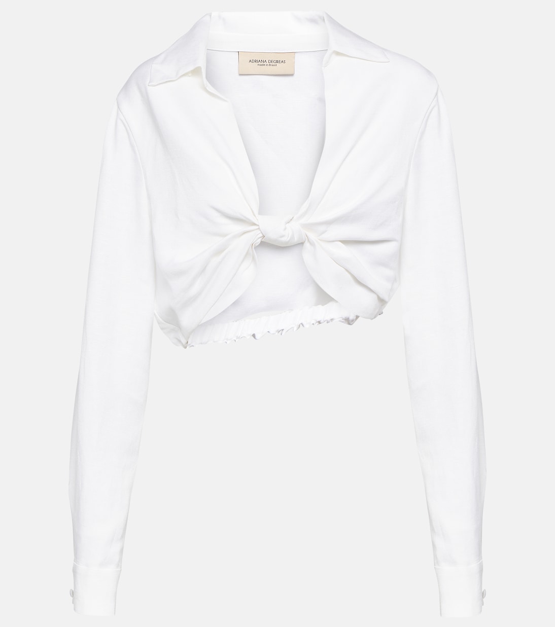 Knot-detail linen blend crop top | Adriana Degreas