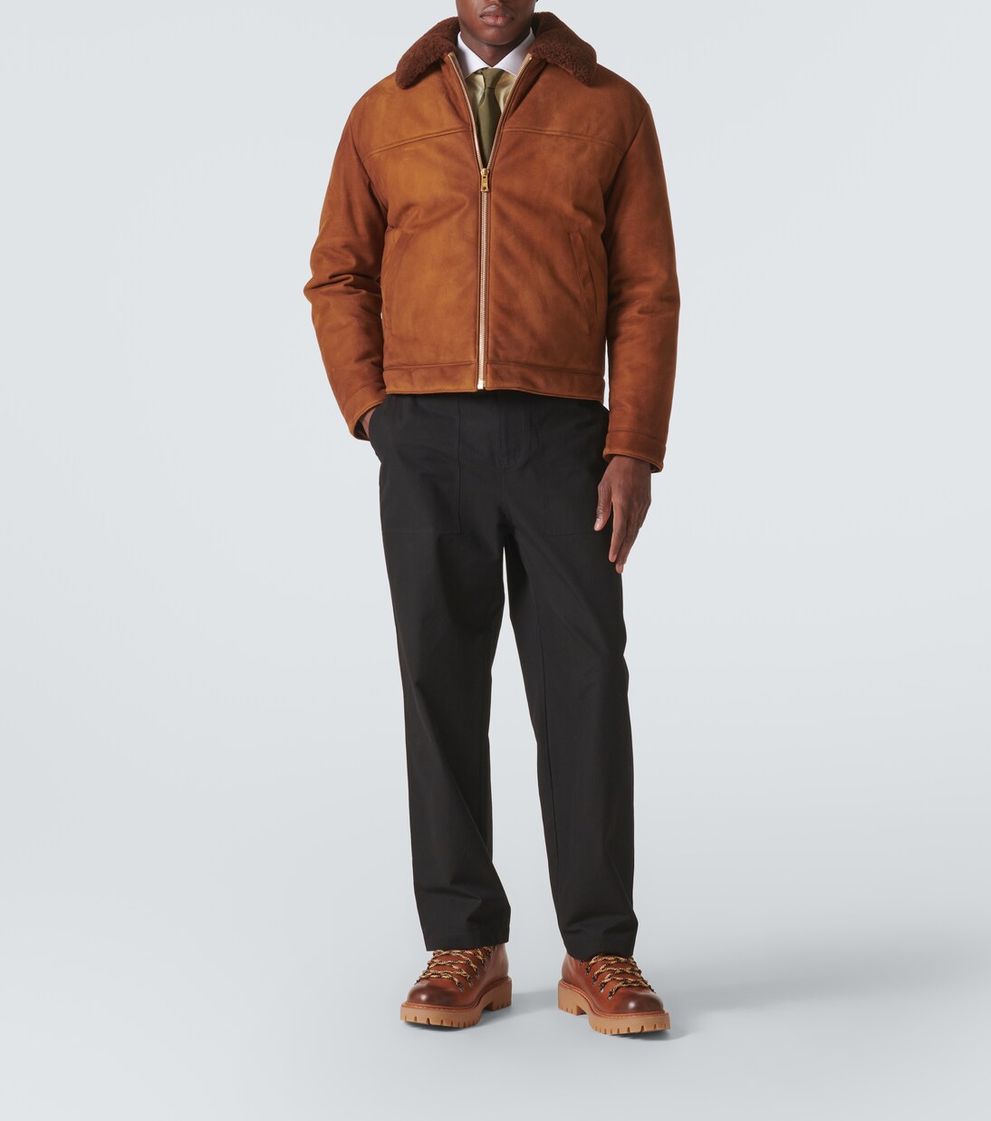 Jacke aus Veloursleder mit Shearling | Prada