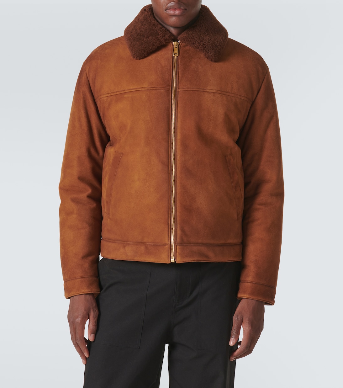 Jacke aus Veloursleder mit Shearling | Prada