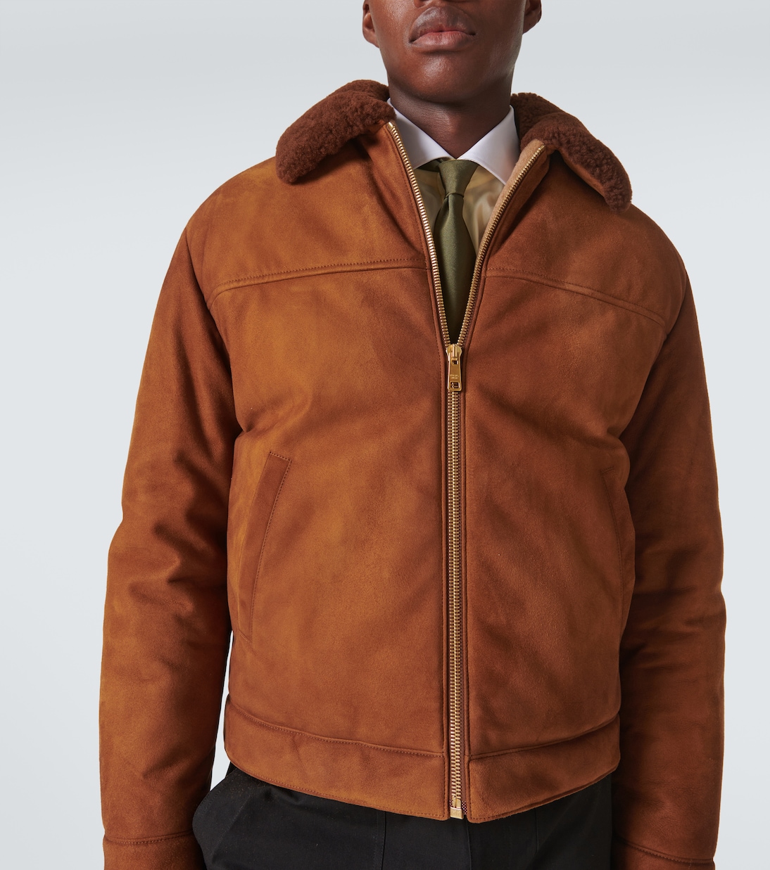 Jacke aus Veloursleder mit Shearling | Prada