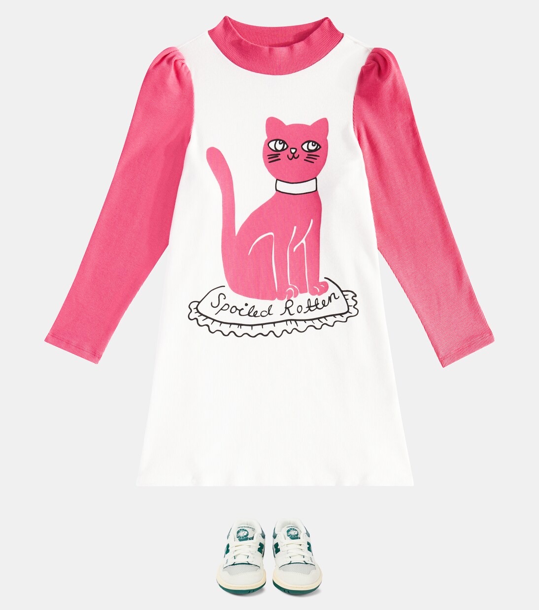 Robe Cat imprimée en coton mélangé | Mini Rodini