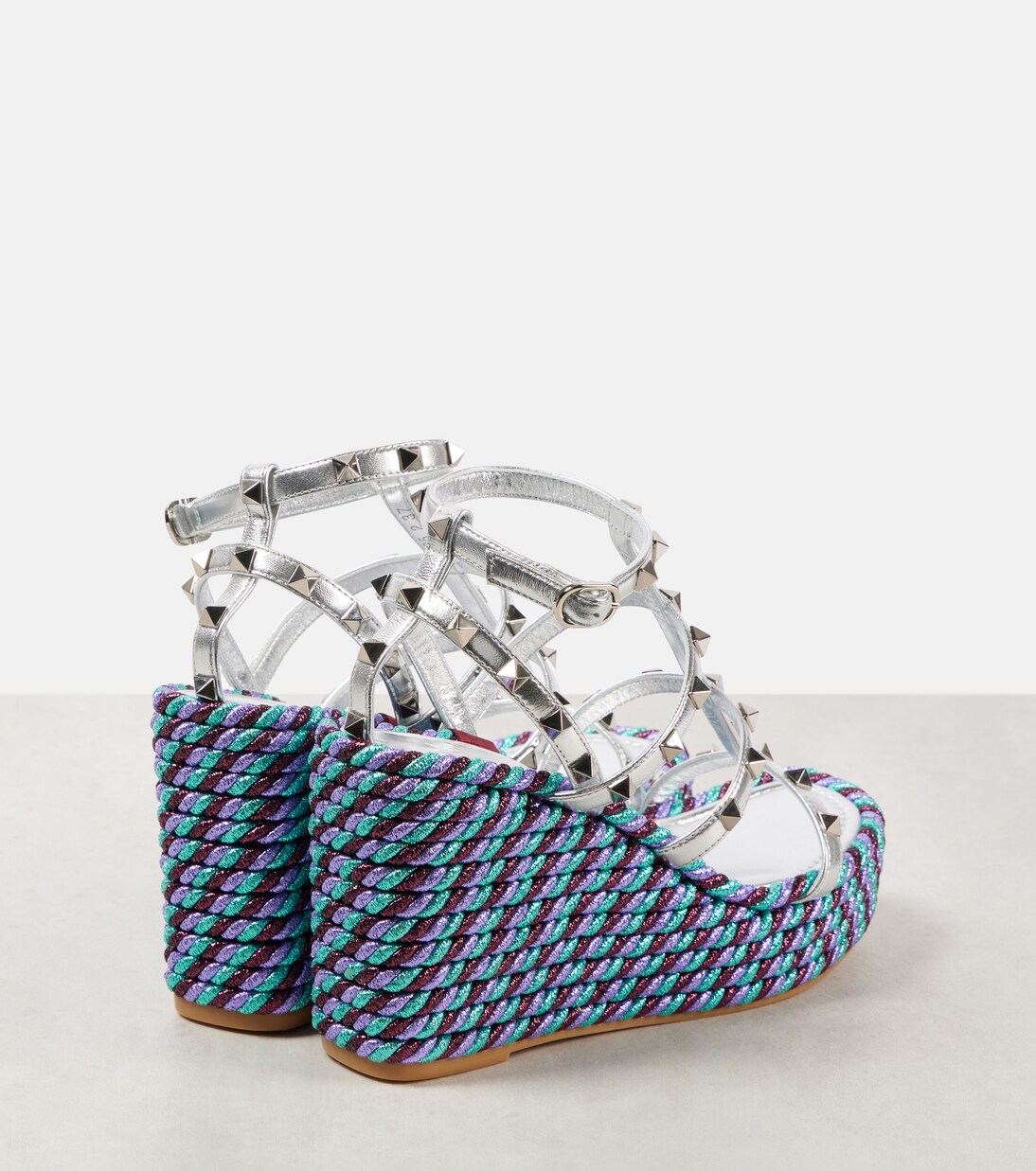 Rockstud leather espadrille wedges | Valentino Garavani