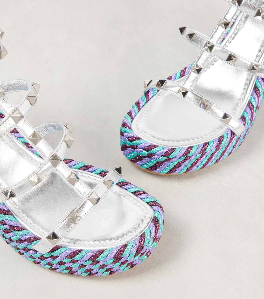 Rockstud leather espadrille wedges | Valentino Garavani