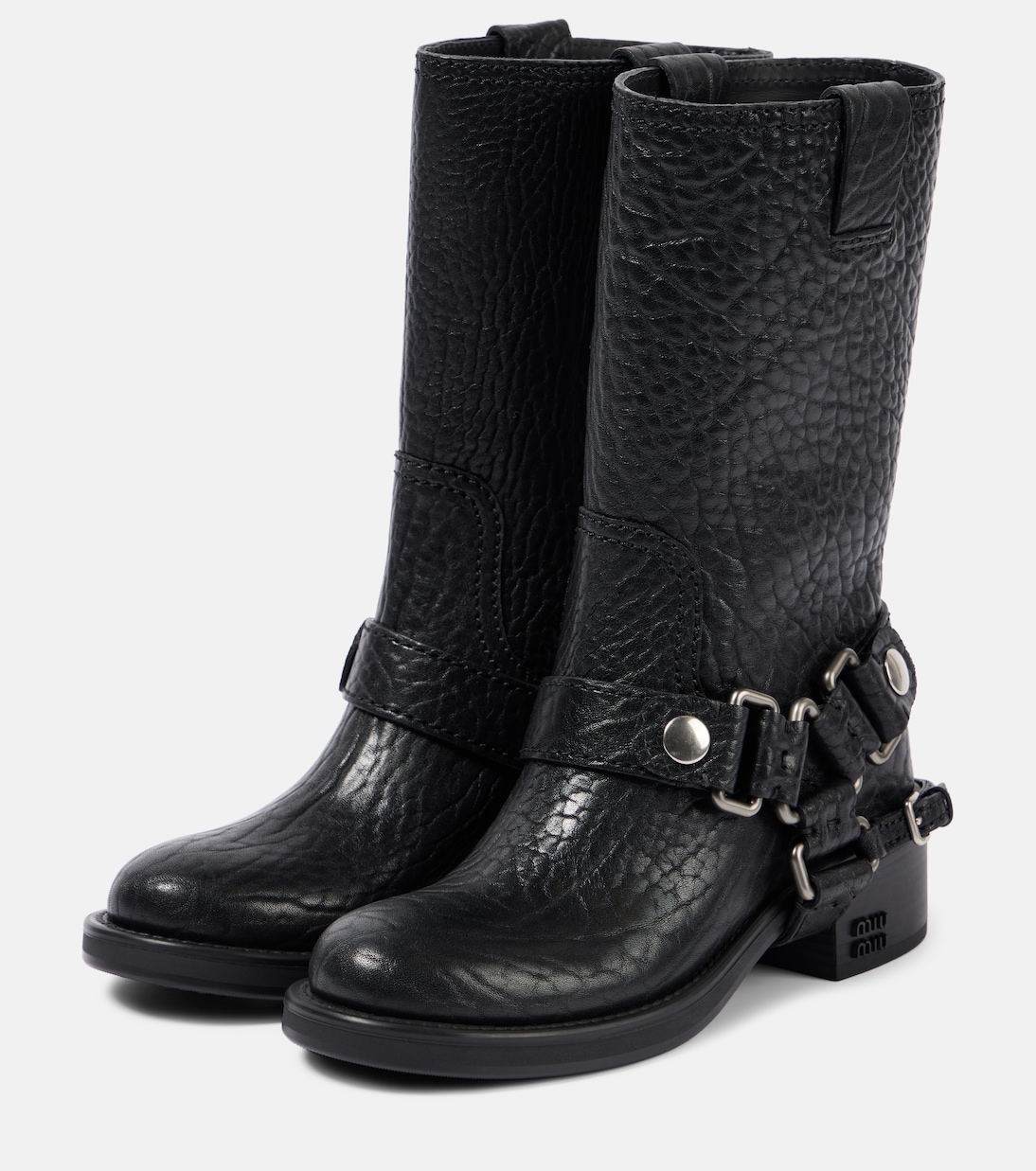 Leather biker boots | Miu Miu