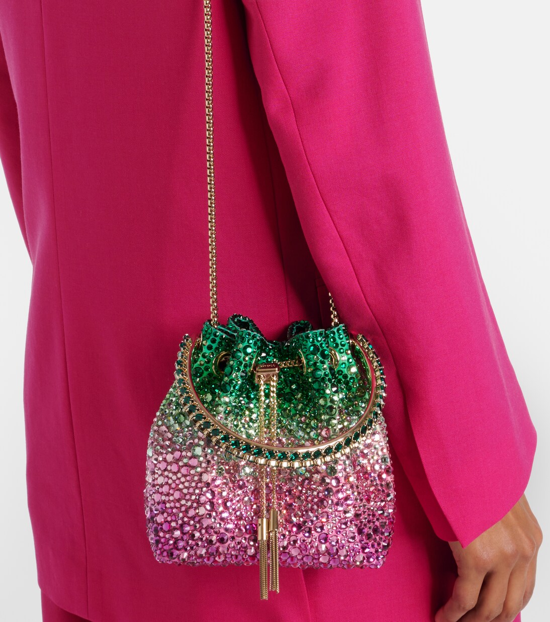 Bon Bon Small embellished bucket bag | Jimmy Choo