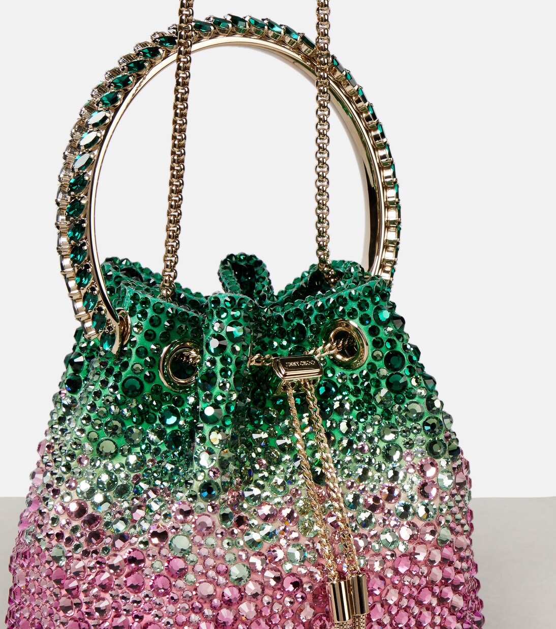Bon Bon Small embellished bucket bag | Jimmy Choo