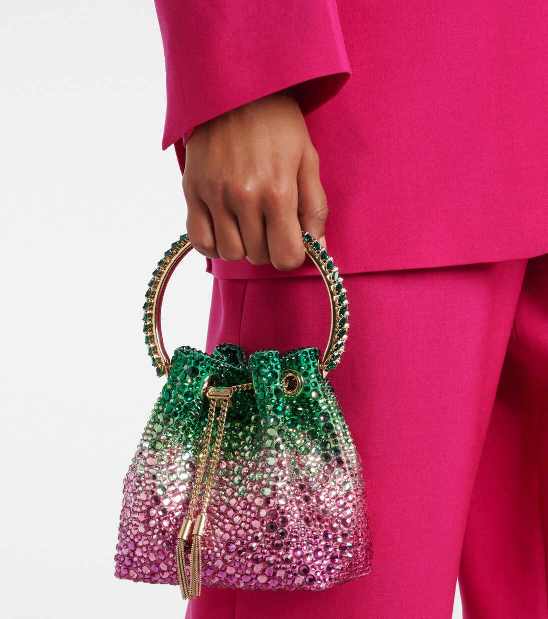 Bon Bon Small embellished bucket bag | Jimmy Choo
