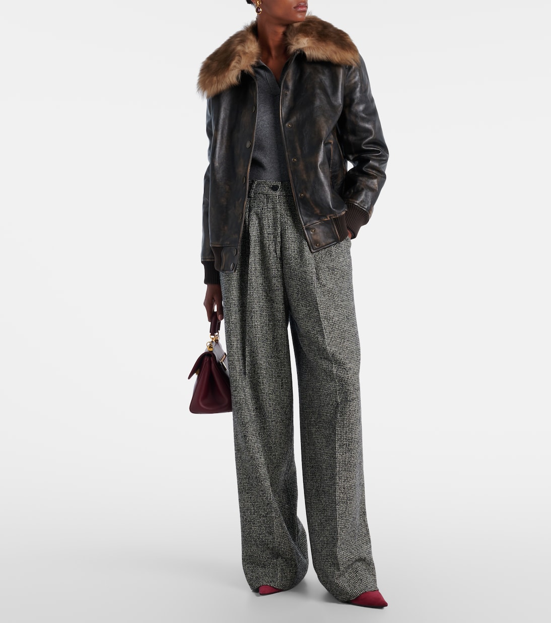 Pantalon ample en laine mélangée | Dolce&Gabbana