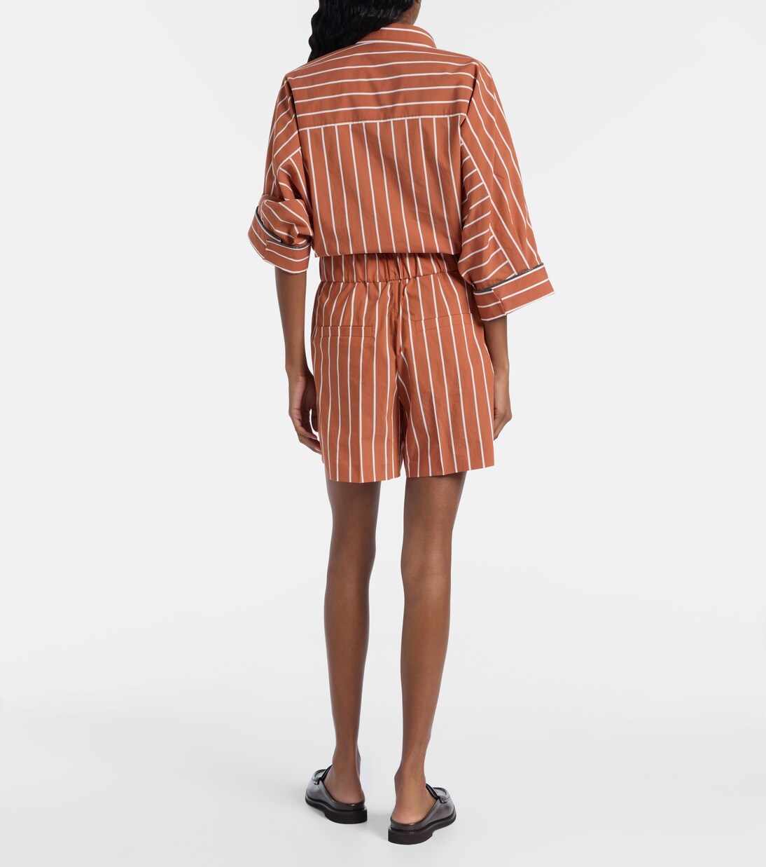 Bermuda rayé en coton mélangé | Brunello Cucinelli