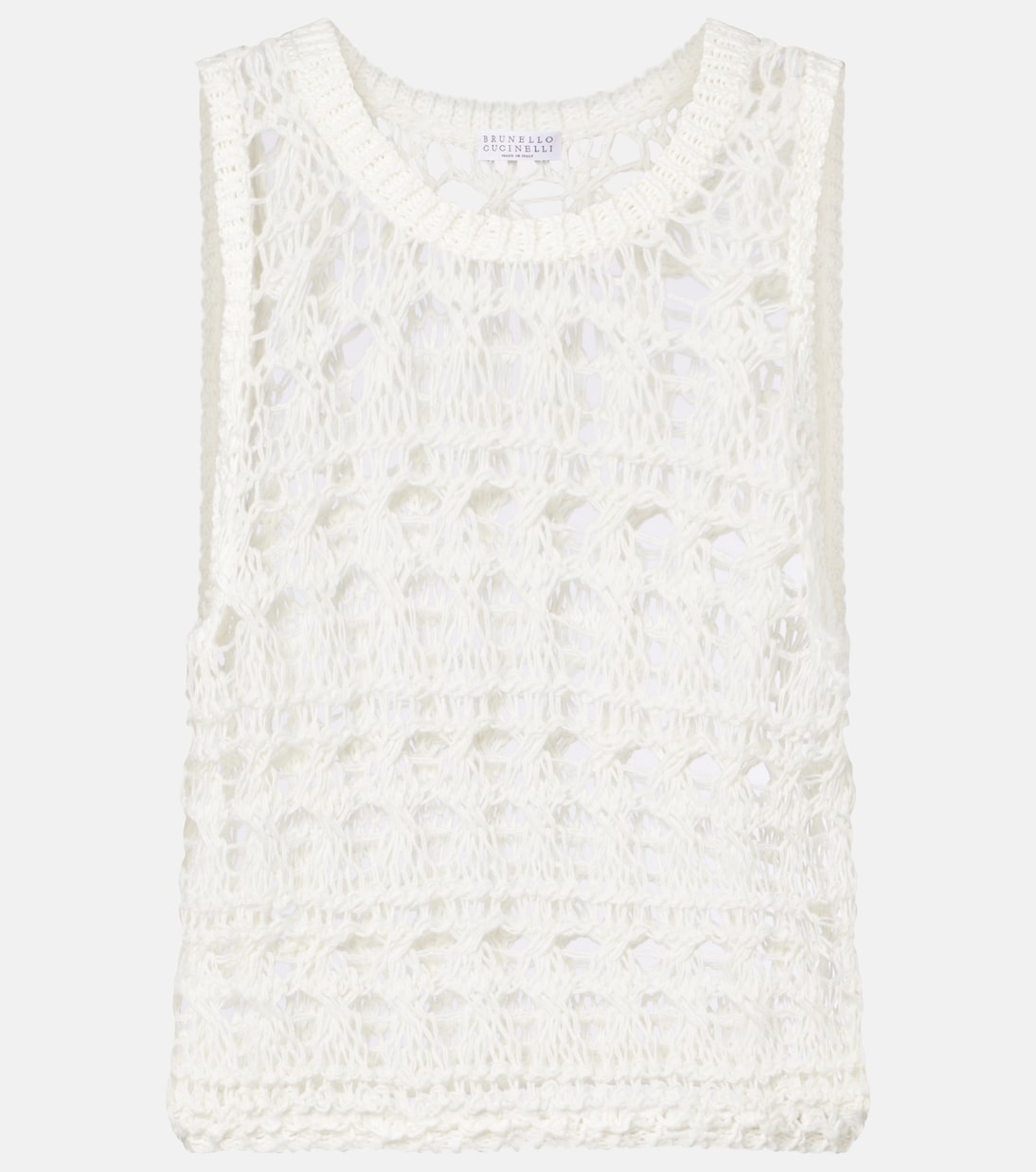 Open-knit jute and cotton-blend top | Brunello Cucinelli
