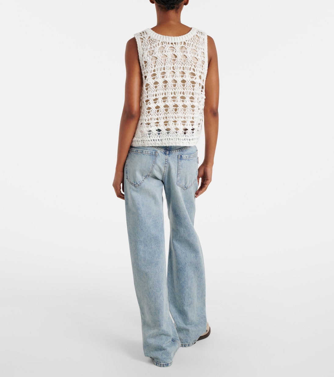 Open-knit jute and cotton-blend top | Brunello Cucinelli