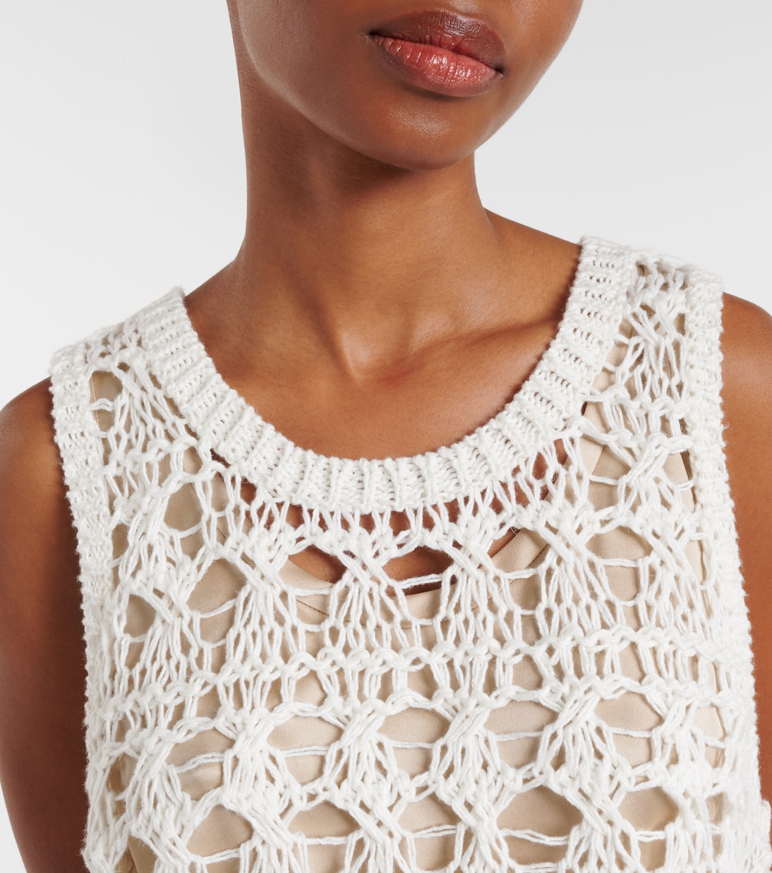 Open-knit jute and cotton-blend top | Brunello Cucinelli