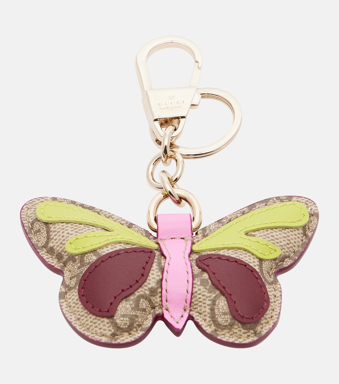 GG leather-trimmed coated canvas bag charm | Gucci