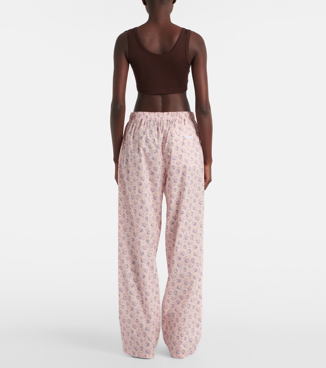 Batiste floral cotton wide-leg pants | Prada