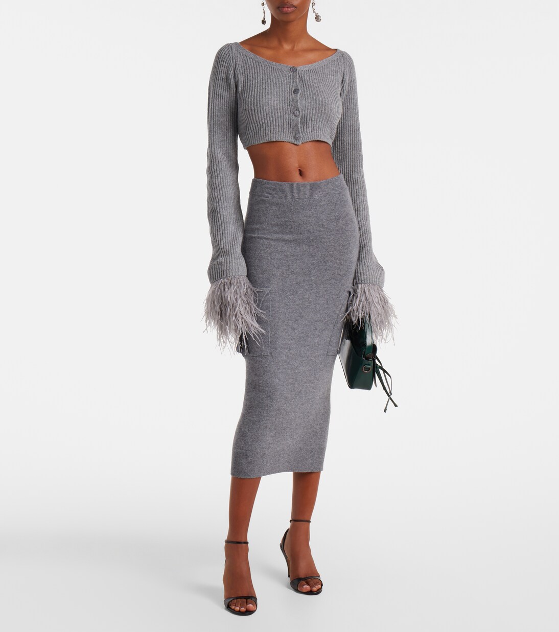 Cropped ribbed-knit wool cardigan | Blumarine