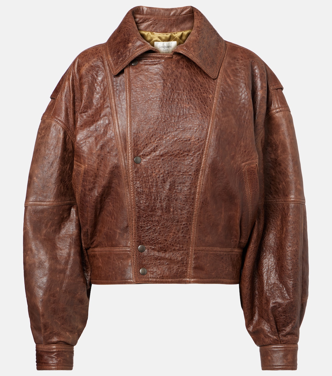 Double-breasted leather bomber jacket | Saint Laurent