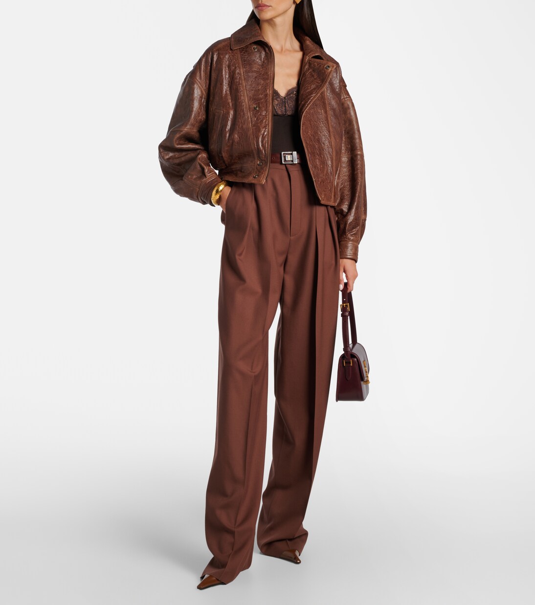 Double-breasted leather bomber jacket | Saint Laurent