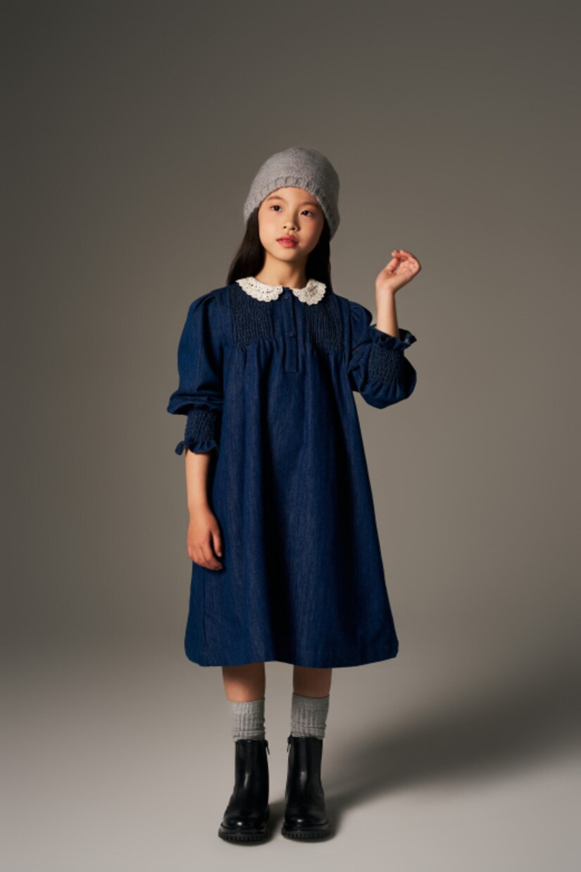 Loredana shirred denim dress | C'era Una Volta