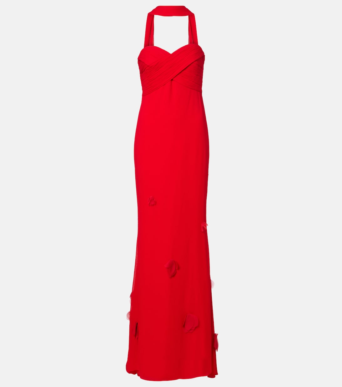 Floral-appliqué scarf-detail gown  | Self-Portrait