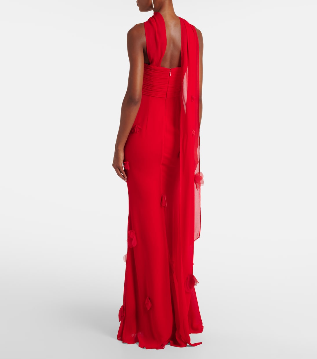 Floral-appliqué scarf-detail gown  | Self-Portrait