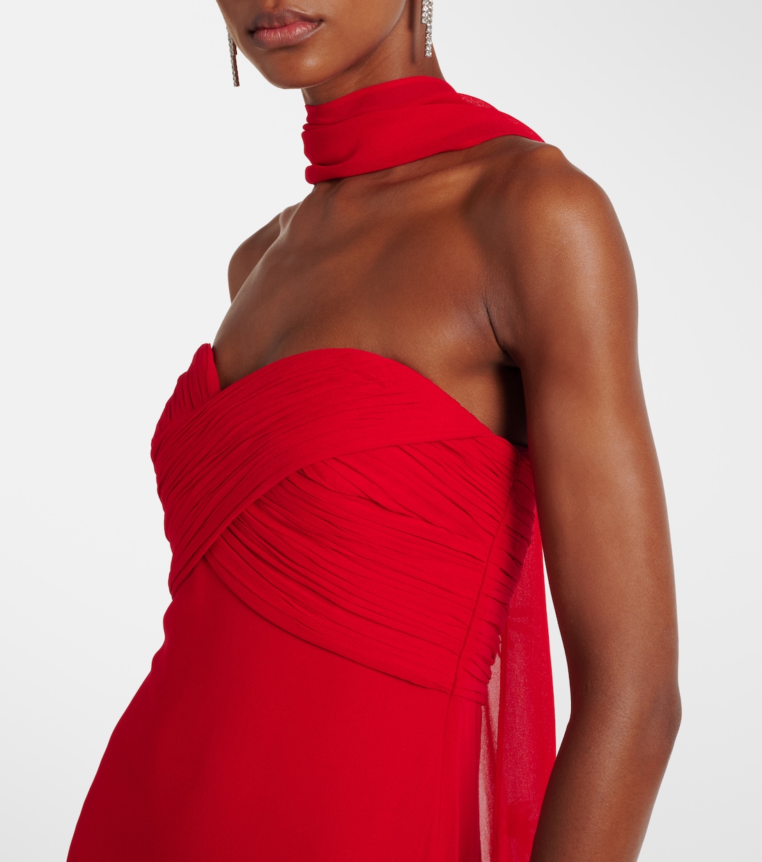 Floral-appliqué scarf-detail gown  | Self-Portrait