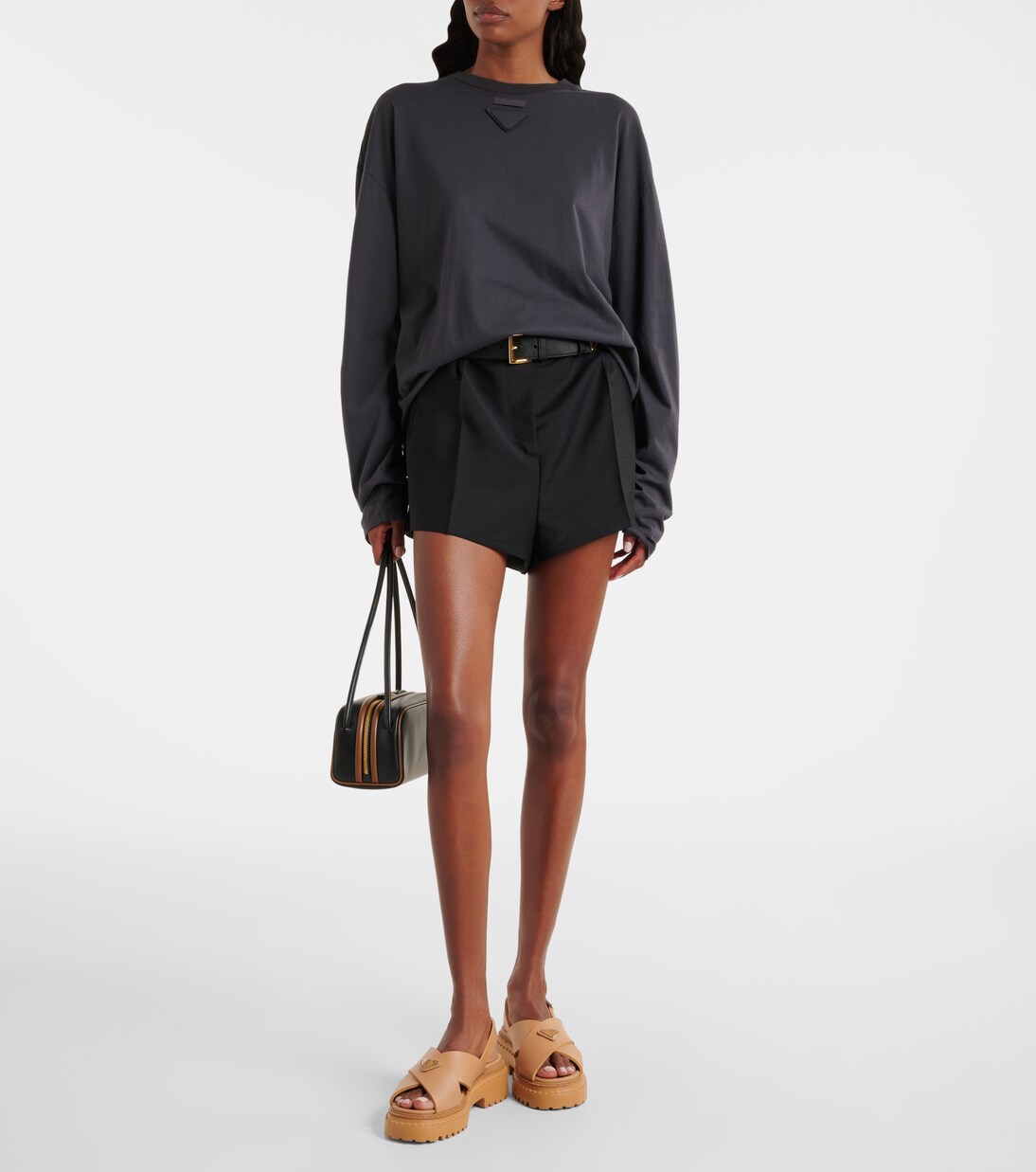 Logo rubber platform sandals | Prada