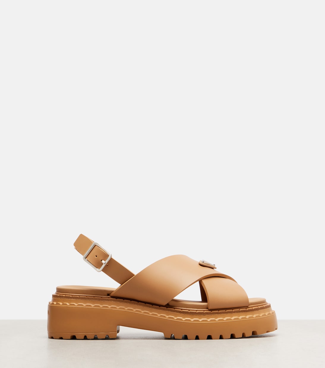 Logo rubber platform sandals | Prada