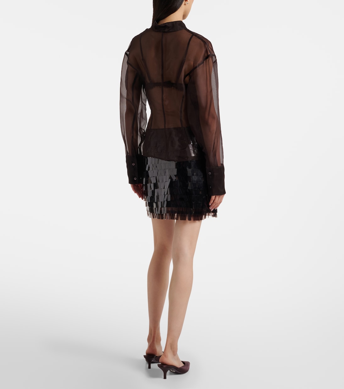 Aida sheer silk organza shirt | Staud