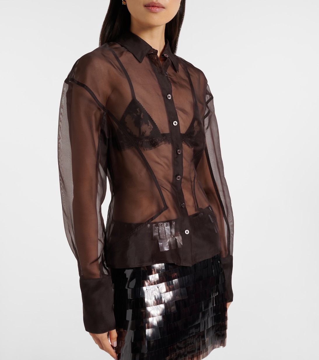 Aida sheer silk organza shirt | Staud