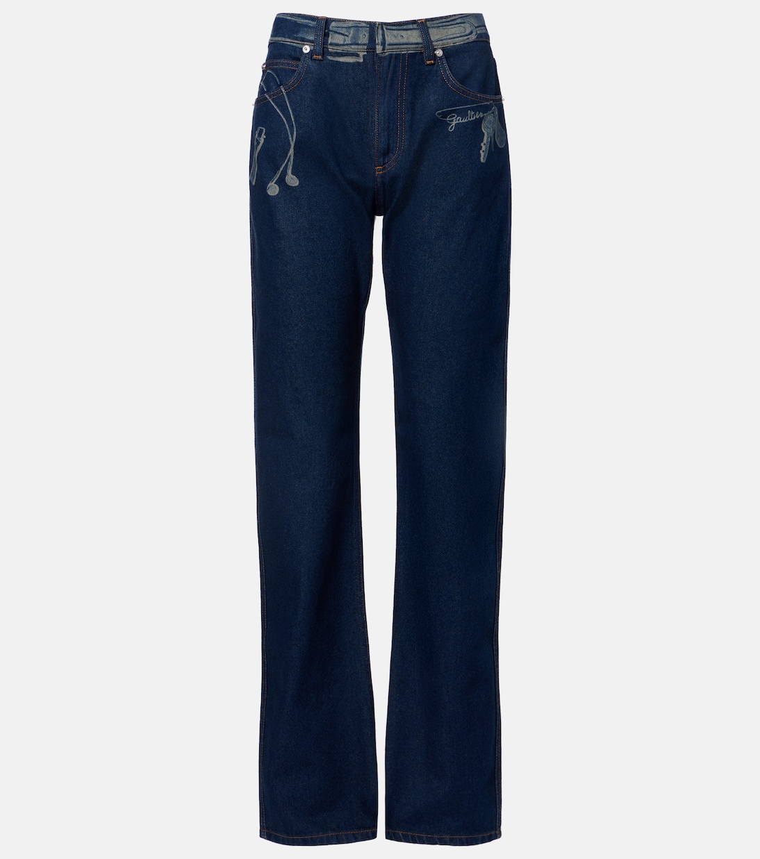 Printed mid-rise straight jeans | Jean Paul Gaultier