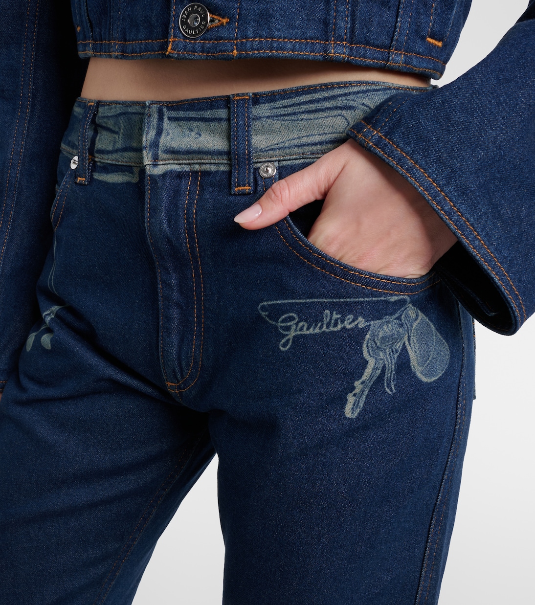 Printed mid-rise straight jeans | Jean Paul Gaultier