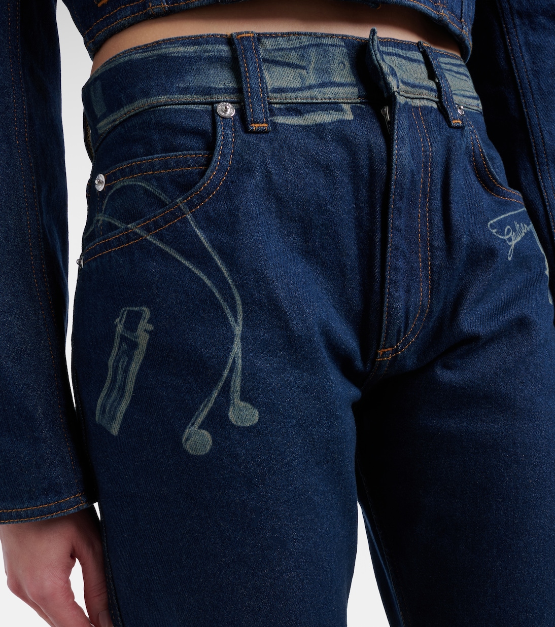 Printed mid-rise straight jeans | Jean Paul Gaultier