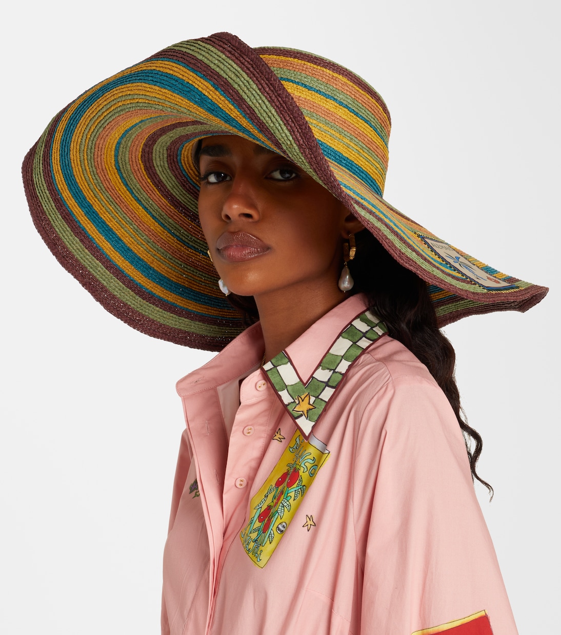 Dusk striped raffia sun hat | Alémais