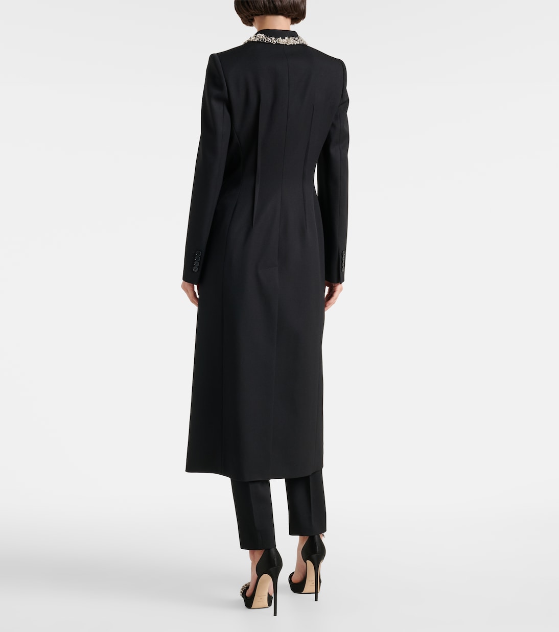 Embellished wool grain de poudre coat | McQueen