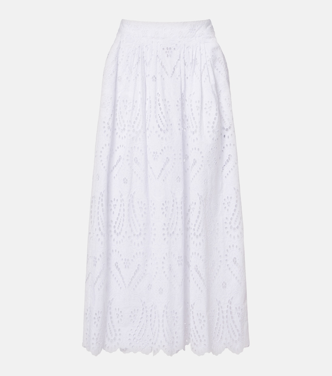 Broderie anglaise cotton-blend midi skirt | Etro