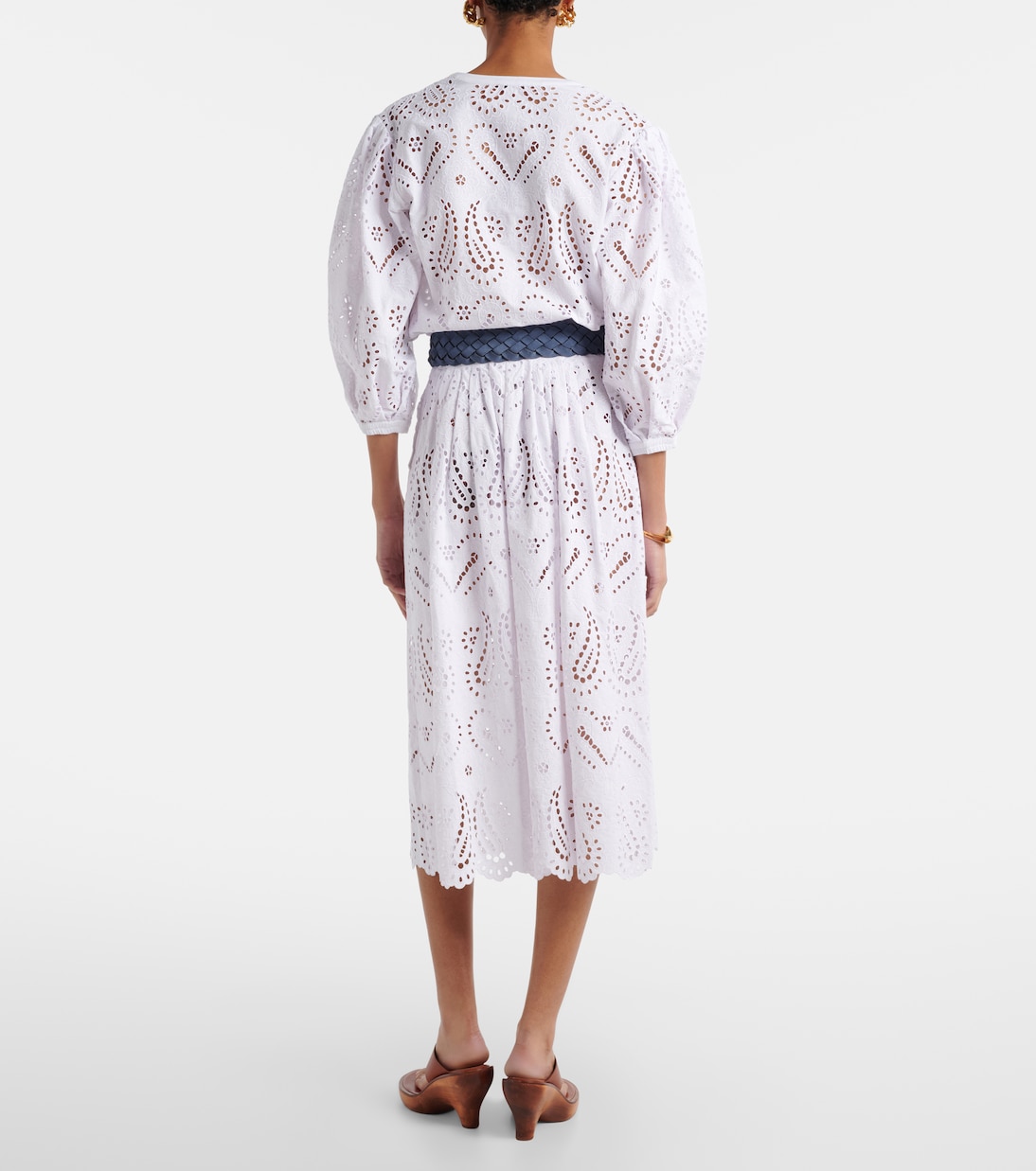 Broderie anglaise cotton-blend midi skirt | Etro