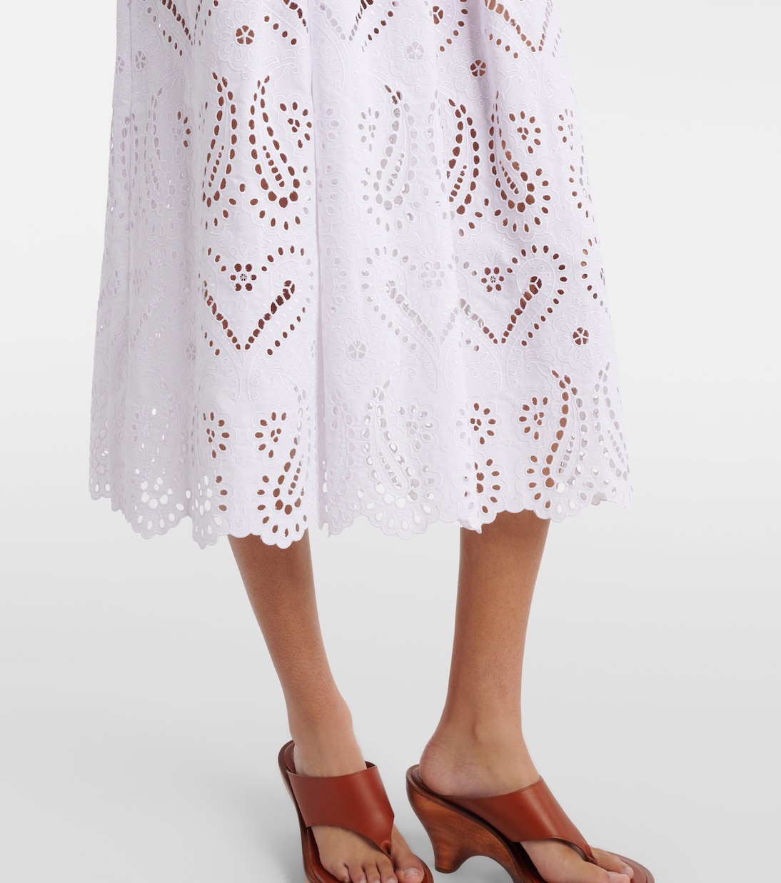 Broderie anglaise cotton-blend midi skirt | Etro