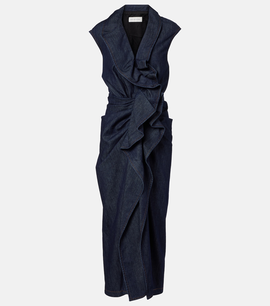 Ruffled denim midi dress | Dries Van Noten