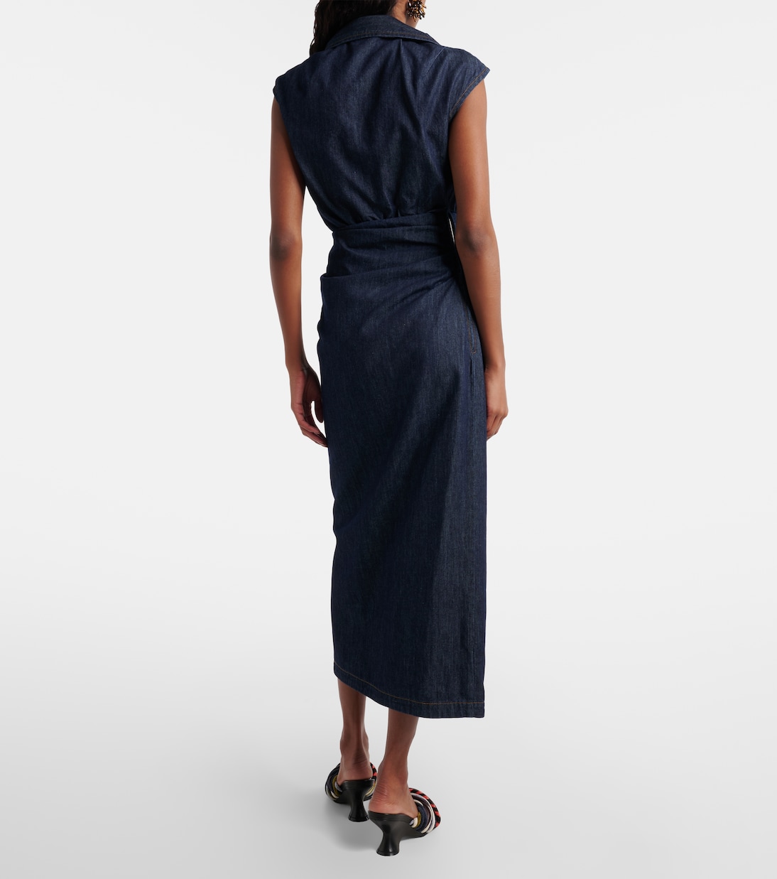 Ruffled denim midi dress | Dries Van Noten