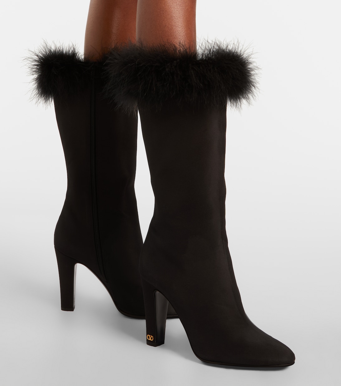 Stiefel Hotty aus Satin mit Federn | Valentino Garavani