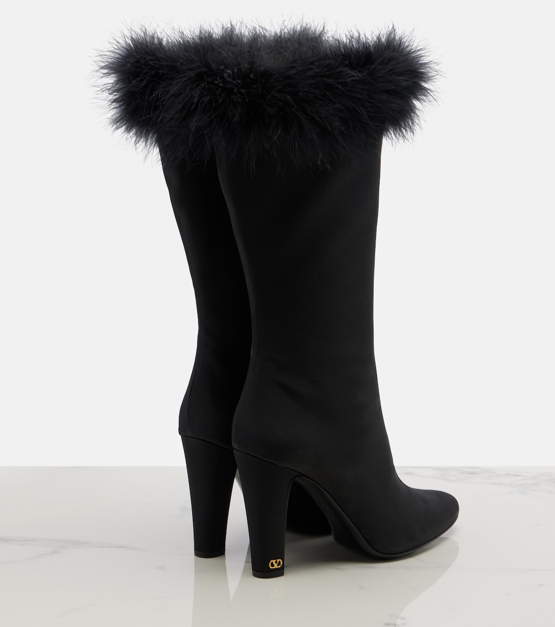 Stiefel Hotty aus Satin mit Federn | Valentino Garavani