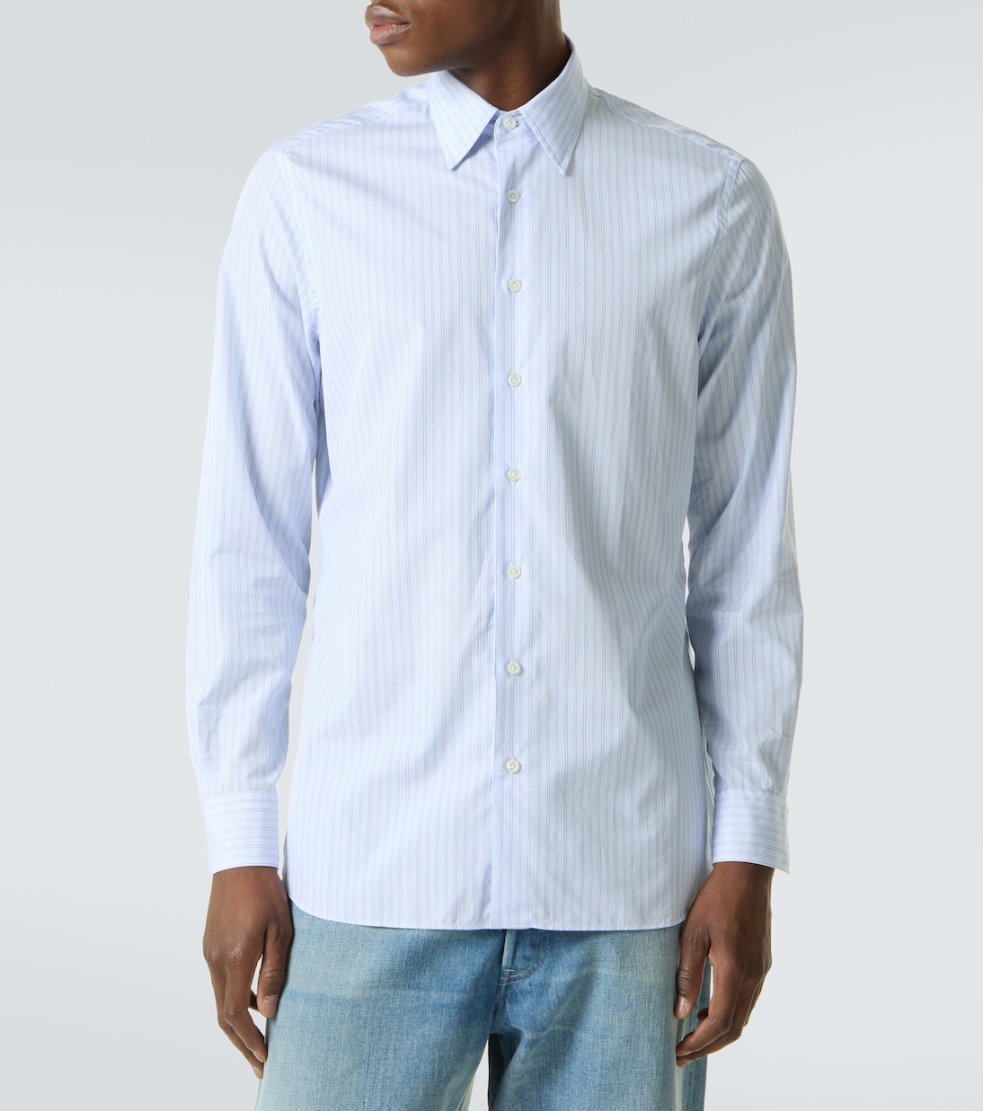 Striped cotton poplin shirt | Lardini