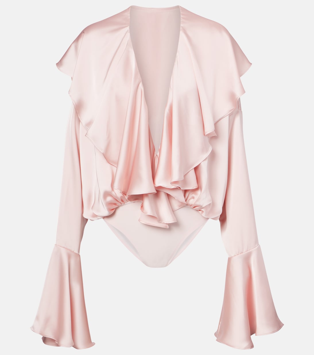 Ruffled satin bodysuit | Norma Kamali
