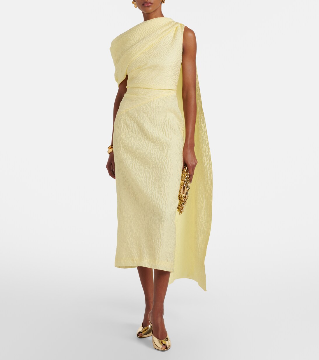 Vestido midi Maite de cloqué con capa | Roksanda